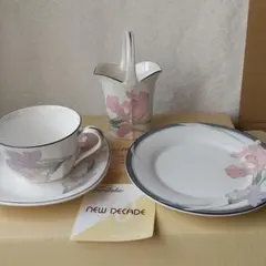 ノリタケ コーヒーカップ&ソーサー5客 ケーキ皿5枚 昭和レトロ モダン