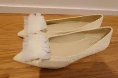 RANDA アイボリー系 ポインテッドトゥパンプス