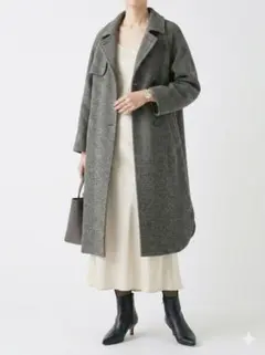 Spick& Span ヘリンボーンボリュームコート グレーオーバーサイズ Mのサムネイル