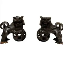 鋳金 狛犬 置物 木箱入り 一対 鋳金 狛犬 置物 木箱入り 一対 - メルカリ