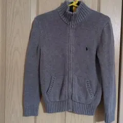 POLO グレー ニットカーディガン ハイネック