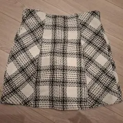 インパン裏地付きチェック柄ツイードミニスカート