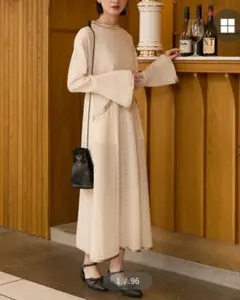 新品未使用　forksy.パイピングデザイン シアー チェック フレアワンピース