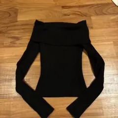 H&M ブラックリブニット オフショルダー US XS