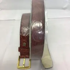❣️未使用品❣️本革クロコダイル　ブラウンベルト金色ピンタイプバックル88〜97cm