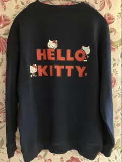 ハローキティ　裏起毛トレーナー　ネイビー　サイズL