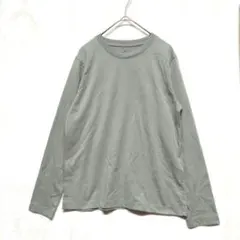 無印良品 　天竺編み　クルーネック　長袖　Ｔシャツ　 グレー S