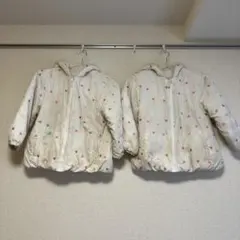ハート柄 中綿ジャケット 2枚セット　アウター　双子　ジャンパー　ダウン　コート