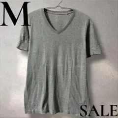 「即日発送」M UNIQLOグレー Vネック 半袖Tシャツ