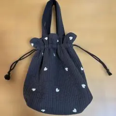 巾着バッグハートヌビ
