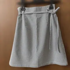 ハニーズ　ウエストリボン付きチェックタイトスカートM