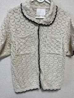 ZARA アイボリー ニットカーディガン 半袖