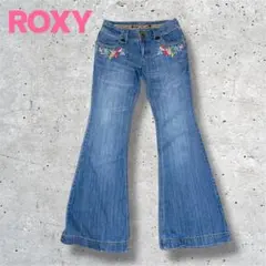 ROXY ロキシー Y2K '00 花柄刺繍 ブーツカットデニム ローライズ Sのサムネイル