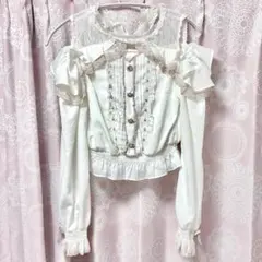 LIZ LISA レースオープンショルダーブラウス　ホワイト　ピンク　白