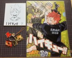 ハイキュー!! 烏野vs音駒クリアファイル、ストラップ、作者サイン色紙（非売品）
