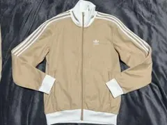 adidas ジップアップジャケット M クリーム/ブラウン - メルカリ