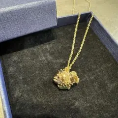 ヴィンテージ デザイン　アクセサリー　ネックレス　フグ　魚　ゴールド　レトロ