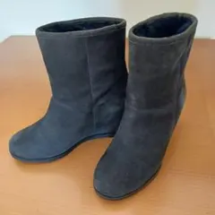 アンタイトルUNTITLED　ショートブーツ　スエード調　サイズM　ダークグレー