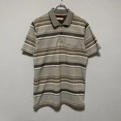 【Hush Puppies】ポロシャツ ボーダー柄 グレー LL 半袖のサムネイル