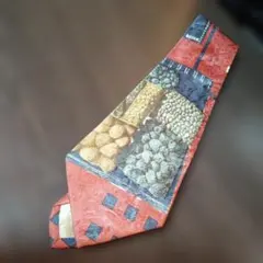 メンズ ネクタイ レッド系 パッチワーク柄