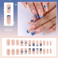 ハートデザイン ネイルチップセット　フレンチフェイクネイル ラブフェイクネイル