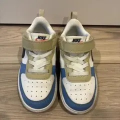 NIKEナイキ キッズ スニーカー 15cm ベルクロ 白×青 保育園用に◎