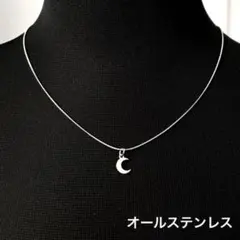 オールステンレス シルバー 三日月モチーフ ネックレス シンプル レディース