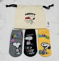 スヌーピー 靴下 レディース ソックス 3足セット 巾着付き
