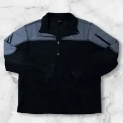 スターター　フリースハーフジップ 黒 グレー トップス M