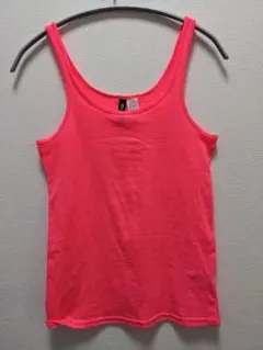 H&M 蛍光 ピンク タンクトップ S