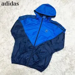 【美品】アディダス ナイロンジャケット ブルー×ブラック Mサイズ