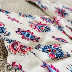 極美品★ザラ★タンクトップチュニク 【M】ノルディック総柄 白ピンクゆったりゴムのサムネイル