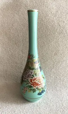 【レトロ】九谷焼／秋峰★金彩／孔雀・牡丹柄 一輪挿し