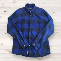 nano universe 青黒チェック ネルシャツ