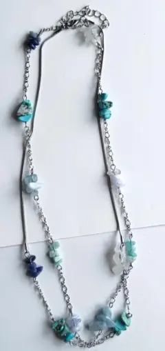 天然石 サファイア 水晶 ライン ネックレス - メルカリ