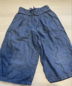グローバルワークデニムワイドパンツ ウエストリボン付き