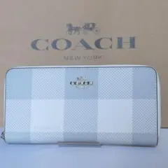 新品COACH コーチ 長財布 ラウンドファスナー ロング財布 プラッドチェック