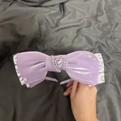 リボンカチューシャ紫 ハンドメイド