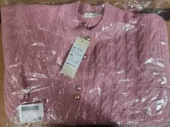 ピンク ケーブル編み カーディガン