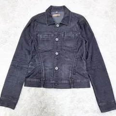 【美品✨】ヤヌーク デニムジャケット アジャスター S相当 ブラック ボタンロゴ