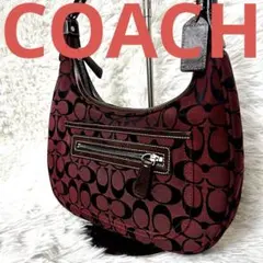 【美品】COACH コーチ ワンショルダー ハーフムーン シグネチャー レッド