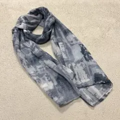 グレー系抽象パターンストール