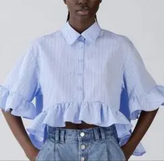 GU rokh ペプラムシャツ Lサイズ　ブルー