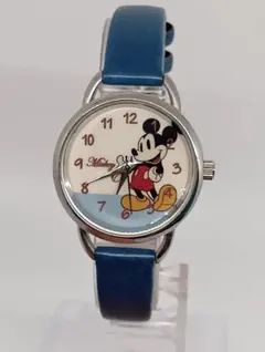 Mickey Mouse 腕時計 オーバル型 ブルーレザーベルト 稼動のサムネイル