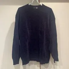 ダークブルークルーネックニットセーター