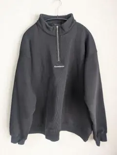 【RAGEBLUE】ハーフジップ 刺繍 裏起毛 ブラック 黒 Mサイズ