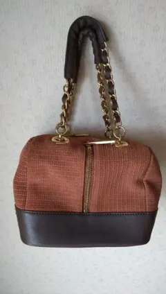 ブラウン ハンドバッグ ジッパー付き