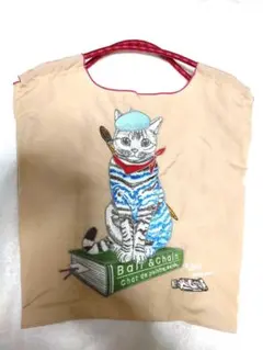 Ball&Chain　猫　ベージュ　Mサイズ　エコバッグ