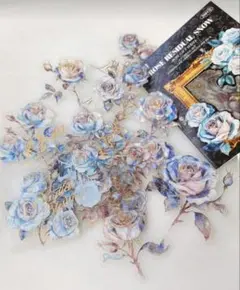 【B】コラージュ素材　PET ステッカー　ローズスノー　おすそ分け　10枚