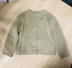 UNIQLO スムースヤンフリースノーカラージャケット M ベージュ